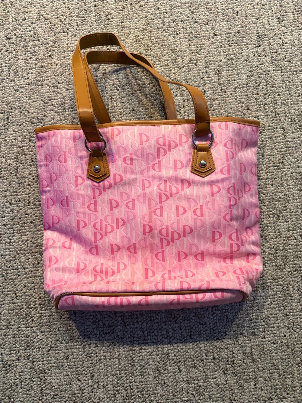 Playboy Pink Bunny Logo Tote with Tan Handles - Picture 3 of 5